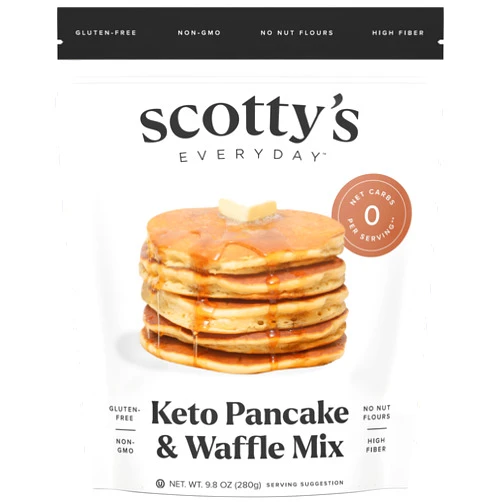 Scotty's Everyday Keto Pancake & Waffle Zero Carb Mix - Keto and Gluten Free Pancake and Waffle Mix - 0g Net Carbs Per Serving - Sweetened with Allulose - No Erythritol, Easy to Make - No Nut Flours - No Sugar Alcohols - Non-GMO - Makes 8 Pancakes (9.8 oz) – Single Pack