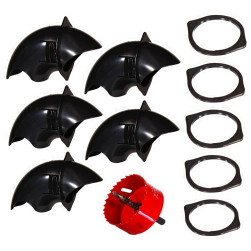 Incubator Warehouse Pop N’ Lock No Waste E-Z Install Weather Proof Feeder Port (5, Flat Gasket - Hole Saw Included)