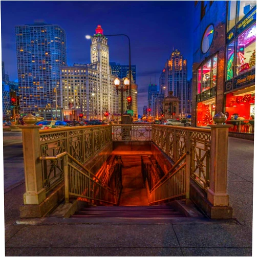 PHOTOS BY ZAMAN Chicago Downtown, Michigan and Wacker, Paper, Canvas, Acrylic and Metal Print (Canvas Print-24 x 36 Inches)