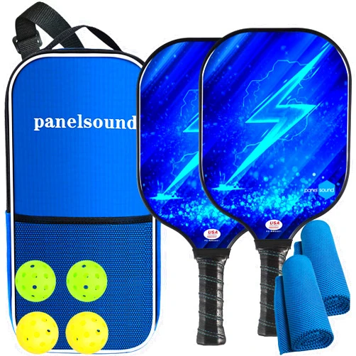 Panel Sound Pickleball Paddles Set of 2, Lightweight USAPA Approved Fiberglass Pickleball Set of 2 with Outdoor Pickleballs