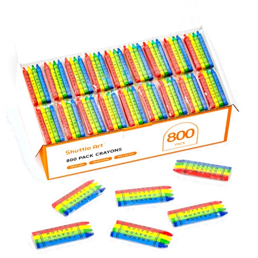 Shuttle Art Crayons Bulk Set - 200 Packs of 4 Assorted Colors (Total 800 Crayons), Non-Toxic Crayons Individual Packs for Party Favors, Restaurants, School Supplies for Teachers