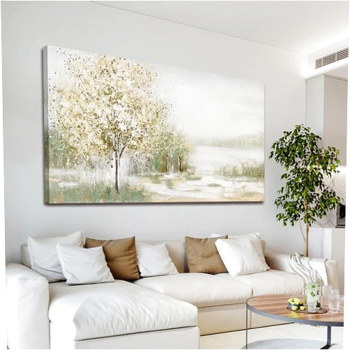 TQJ YILUFA ART Green Wall Art Modern Nature Wall Art Canvas Art Wall Decor Spring Scene Wall Art Decor Artwork Large Wall Art Prints for Room Living Room Bedroom Office Decor 24X48 inch