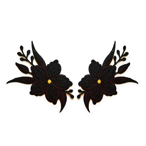 NiPitShop Beautiful flowers Patch Nipitshop Patches Black Lilly Wild Flowers Floral Patch Embroidery Applique Flower Patch Lace Fabric Motif Applique Sew On Patches for Craft Sewing Clothing