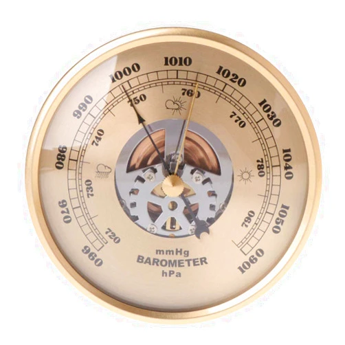 BAWAQAF Barometer,Home Golden Round Perspective Dial Weather Statio,108mm Wall Mounted Barometer mmHg/hPa, Gold color