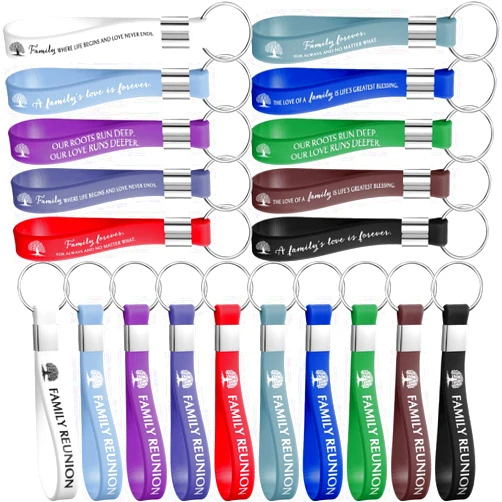 Landical 20 Pcs Family Reunion Party Favors 10 Colors Family Tree Silicone Keychains Family Reunion Rubber Keyrings for Family Gathering Party Gifts Supplies Decorations