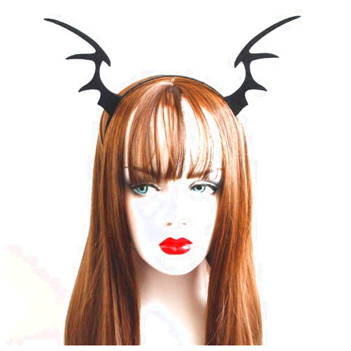Cathercing Halloween Black Devil Wings Horn Net Lace Headband for Women Girls Kids Hair Hoop Costume Headpiece Hair Accessories for Cosplay Prom Party