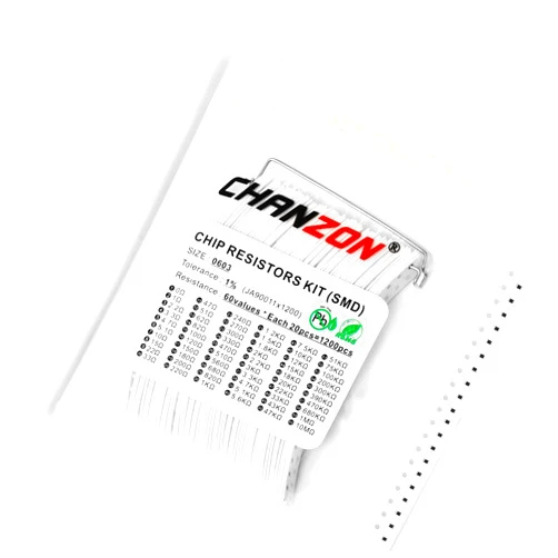 Chanzon 1200pcs 0603 SMD Resistor Kit 0-10M Ω ohm 60 Values 1/10W 0.1W ±1% Tolerance Thick Film 0-10MR SMT Chip Resistors Rohs Certificated