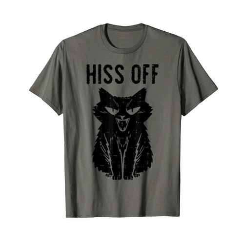 Cat Shirts For Women Men Girls Kids Kitten Gifts Black Cat Hiss Off Funny Meow Women Men Girls Boys Kids Teen T-Shirt