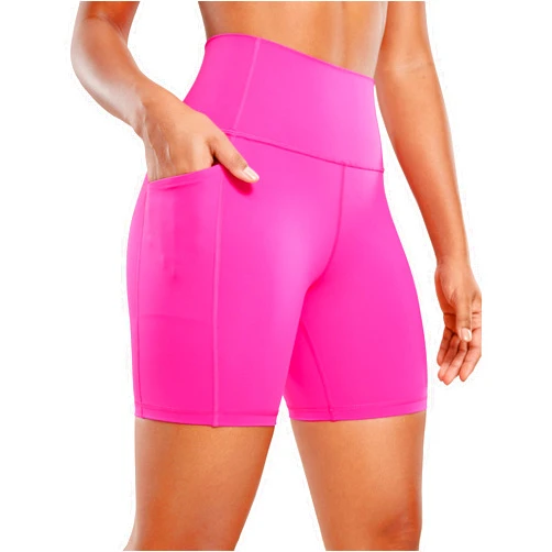 CRZ YOGA Women's Naked Feeling Biker Shorts - 4''/ 5''/ 6''/ 8'' High Waisted Yoga Gym Spandex Shorts Side Pockets