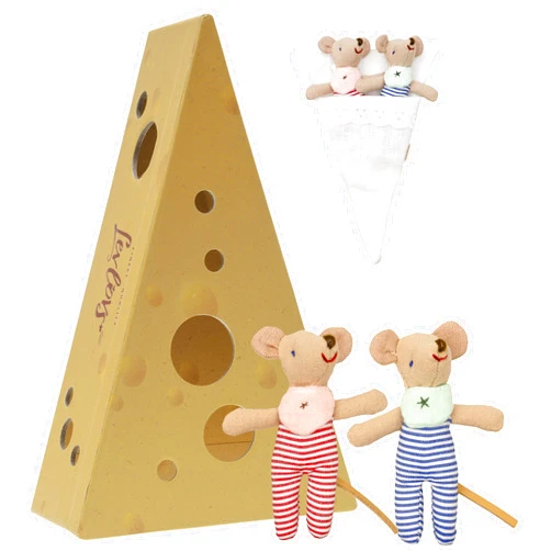 LEVLOVS Mouse in a Matchbox Toy Baby Registry Gift (Twins Baby Mice)