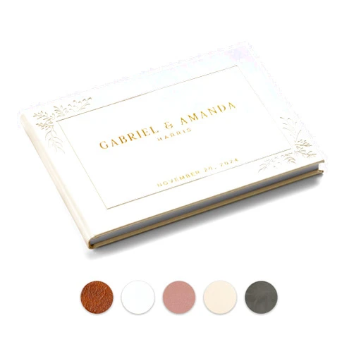 Promot Personalized Wedding Guest Book - Elegant Hardcover Guestbook for Wedding Reception, Bridal and Baby Shower, Birthday, Wedding Books Guests to Sign, Custom Embossed Text with Gold Metallic Foil