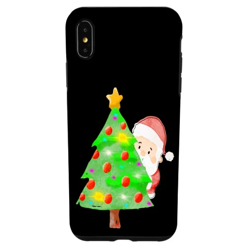 Stupid Rain Designs iPhone XS Max Peek-A-Boo I See You Christmas Tree Santa Funny Case