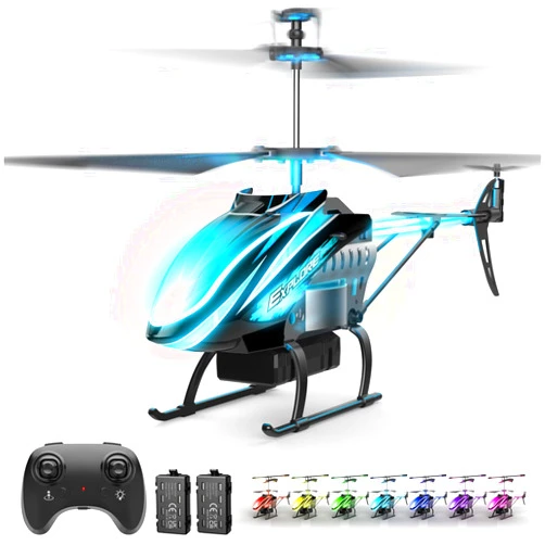 BUSSGO RC Helicopter Remote Control Helicopter for Kids Indoor Play 7+1 LED Light Modes, 30Mins Flight, Upgraded Gyro Stabilizer, Auto Hover, 3.5 Channel, One Key Start/Land, Auto Rotation, Circle Fly, Blue
