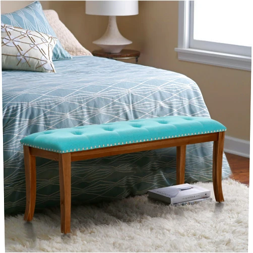 MAISON ARTS Clearance Upholstered Bedroom Bench for End of Bed, Solid Wood Legs and Button-Tufted, Ottoman Benches for Living Room, Entryway
