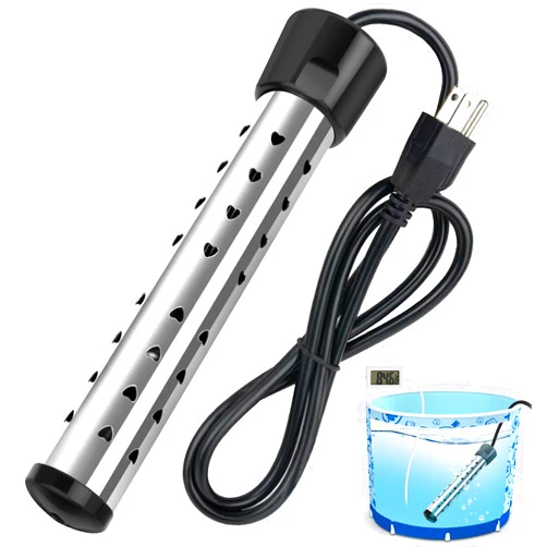 B013 2000W Immersion Water Heater, Portable Water Heater Electric with 304 Stainless Steel, Bucket Bathtub Heater with Thermometer & Power-Off Protection, Quickly Heat 5 Gallons of Water in Minutes