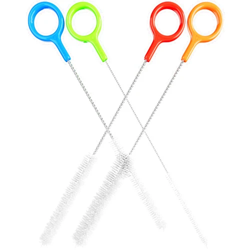 Buenalife Heavy Duty Cleaning Brushes Set of 4 - Extra Long Straw Cleaners for Metal and Plastic Reusable Drinking Straws, to Clean Small Spaces, Sippy Cups, Water Bottles - Sturdy Hard Brush Bristles