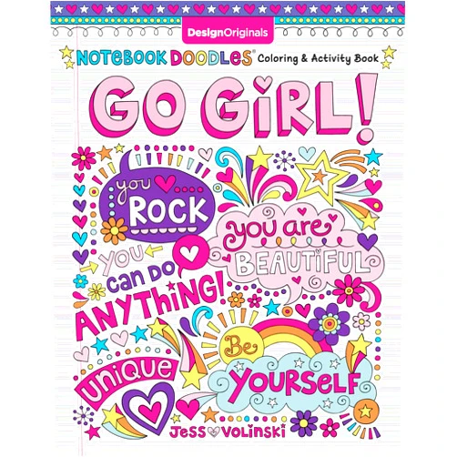 Jess Volinski Notebook Doodles Go Girl!: Coloring & Activity Book (Design Originals) 30 Inspiring Designs; Beginner-Friendly Empowering Art Activities for Tweens, on High-Quality Extra-Thick Perforated Paper
