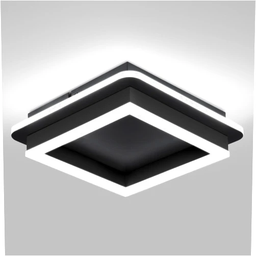 CANEOE Black Modern LED Ceiling Light, Square Flush Mount Ceiling Hallway Light Fxitures, 6000K Cold White Small Close to Ceilings Lamp for Bedroom Hallway Kitchen Balcony Cloakroom