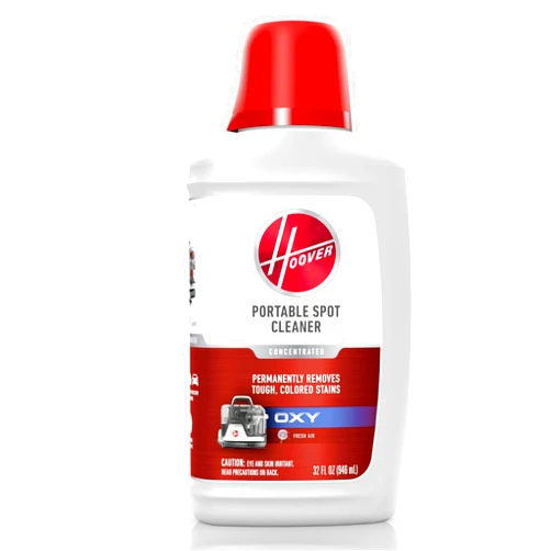 Hoover 32 oz Oxy Portable Spot Cleaner Solution, for use in Hoover CleanSlate Spot Cleaners, Carpet and Upholstery Cleaner, Remove Tough Colored Stains, Fresh Air Scent, Packaging May Vary, AH31711