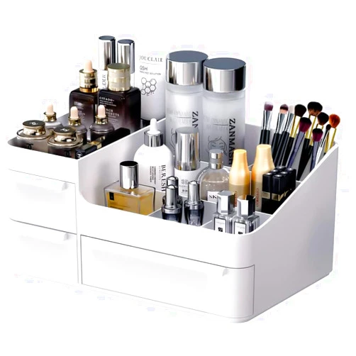 CHANCETSUI Makeup Organizer With Drawers, Makeup Desk Organizer, Bathroom Countertop Organizer for Cosmetics, Vanity Holder for Lipstick, Makeup Brush Holder/Organizer (White)