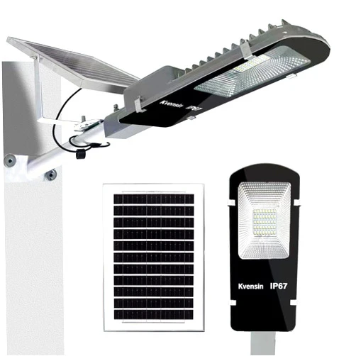 Kvensin 50W Solar Street Light Outdoor Split Type Solar Powered Light with Mono Panel, Waterproof IP67 Light with Remote, Dusk to Down 6500K Security Wall Lights Suitable for Garden, Garage, Parking Lot, Yard