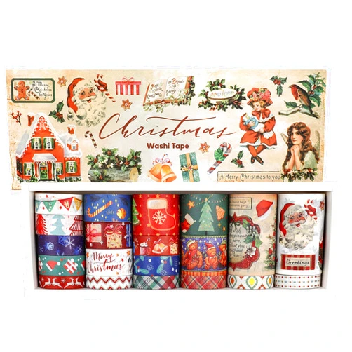 AEBORN Vintage Christmas Washi Tape - 20 Rolls Holiday Decorative Tapes Set Perfect for Bullet Journal, Scrapbook, Gift Packaging, DIY Crafts