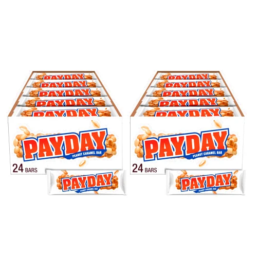 PAYDAY Peanut Caramel Candy Bars, 1.85 oz (24 Count) (Pack of 2)