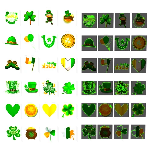Zofunny St. Patrick’s Day Temporary Tattoos- 144PCS Glow In Dark Individually Wrapped Shamrock Stickers- Saint Pattys Irish Kid’s Party Favors Accessories