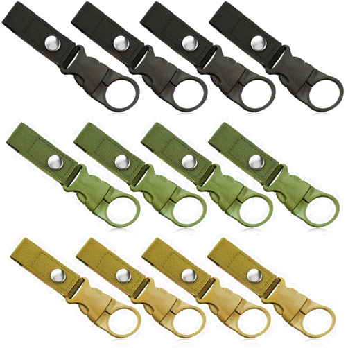 Yetene Water Bottle Clip, Water Bottle Holder for Backpack Belt Hiking, Clip for Bottle Hanger Hanging Buckle Nylon Plastic Outdoor Camping Traveling Mountaineering, 3 Colors (12 Pieces)
