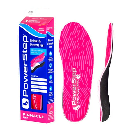 PowerStep Pinnacle Pink Orthotics for Women - Arch Support Inserts for Pain Relief & Plantar Fasciitis - Firm + Flexible for Increased Comfort, Stability and Control from Pronation
