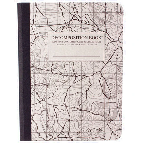 Decomposition Topographical Map Graph Paper Composition Notebook - 9.75 x 7.5 Journal with 160 Grid Pages - Quad Ruled Notebooks for School Supplies, Home & Office - 100% Recycled Paper, Made in USA