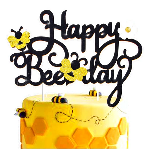 C L cooper life Bee Cake Topper Bumblebee Cake Topper for Honey Bee First Birthday Party, Honey Bee Birthday Cake Topper for Baby Bumble Bee Decorations