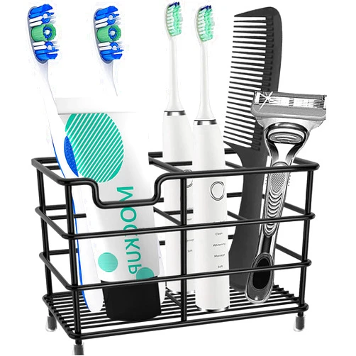 HYRIXDIRECT Toothbrush Holders for Bathrooms Stainless Steel Rustproof Electric Toothbrush Holder Toothpaste Organizer Tooth Brush Storage Stand