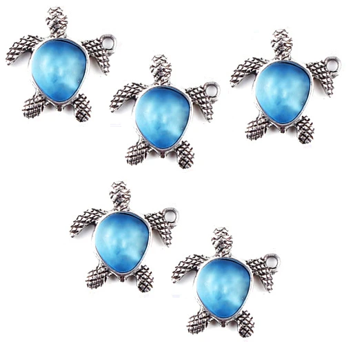 JGFinds Sea Glass Turtle Charm Pendants, 7/8
