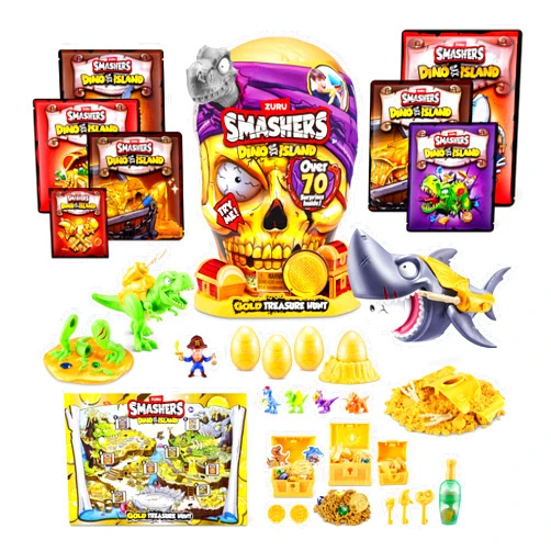 ZURU SMASHERS Smashers Dino Island Gold Treasure Hunt (Grey) by ZURU, Treasure Hunt Themed Toy, Interactive Toy, Collectable Toy for Kids and Teens