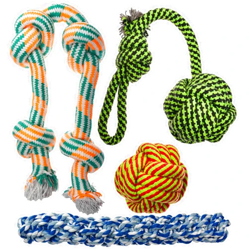 Pets&Goods XL Dog Rope Toys for Aggressive Chewers - 4 Nearly Indestructible Chewing Ropes - Durable Heavy Duty Dog Toys - Large Dog Toys - Tough Dog Chew Toys Set - Tug of War Dog Toys for Big Breed Dogs