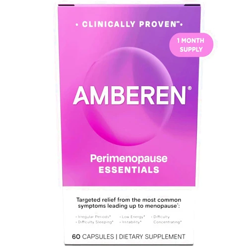 Amberen Perimenopause, Peri-Menopause Multi-Symptom Relief, Vitamin B, Vitamin E & Antioxidants Supplement, Clinically Shown to Help Support Hormone Balance, Hot Flashes & Night Sweats, 60 Count