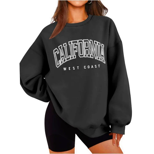 LOMON Oversized Sweatshirt for Women Crewneck Long Sleeve Casual Fleece Tops Graphic Hoodies Pullover Sweater