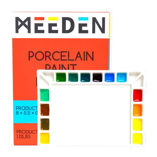 MEEDEN 18-Well Porcelain Artist Paint Palette, Mixing Art Ceramic Watercolor Paint Palette for Watercolor Gouache Acrylic Oil Painting, Rectangle 8 by 5-1/2-Inch