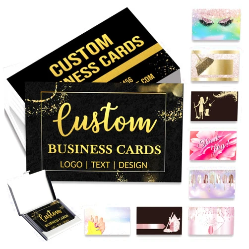 GBVllexuii Custom Business Cards with Your Logo Personalized Printed Card for Small Business Photo front and back Waterproof Double-sided Design Women Men Customized