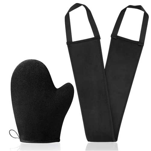 STEUGO ANSPHIE 2 Pack Self Tanning Mitt Applicator Kit Black Self Tanner Mitt and Tanning Back Applicator, Self Tan Mitt, for Self Tanner, Ultra Soft