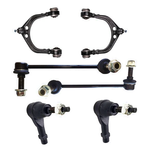 HHCM 6pc Front Upper Control Arm with Ball Joint Assembly + Sway Bar End Links + Outer Tie Rod End Kit for Chrysler 300 05-08 RWD 2.7L & 05-10 RWD 3.5L 5.7L 6.1L, for Dodge Challenger Charger Magnum