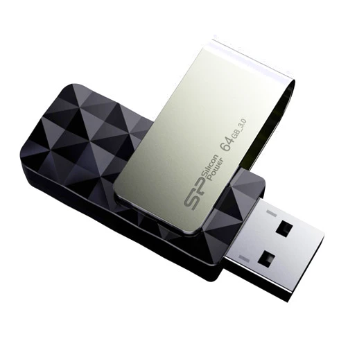 SP Silicon Power Silicon Power 64GB Blaze B30 USB 3.0 Swivel Flash Drive, Black (SP064GBUF3B30V1K)