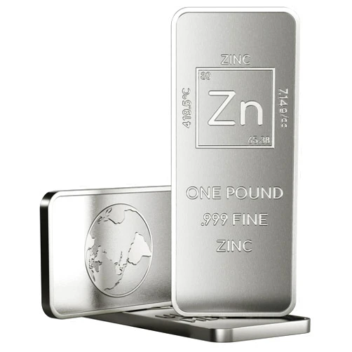 Unique Metals 1 Pound Zinc Bar Bullion Paperweight with Element Design | .999 Pure Zinc Metal bar Made in USA by Unique Metals