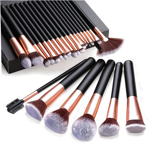 Generic Makeup Brushes Premium Makeup Brush Set Synthetic Cosmetics Foundation Blending Blush Eyeliner Face Powder Brush Makeup Brush Kit 24pcs, Rose Gold, 7.48L×3.62W×1.53H