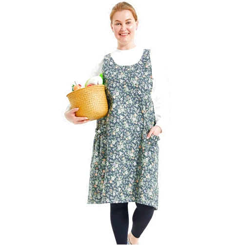 APRONNER Big Plus Size Aprons for Women with Pockets Cotton Linen Baking Kitchen Cooking