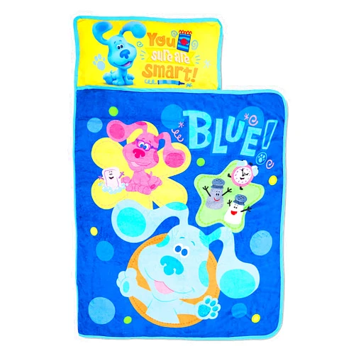 Blues Clues Blue's Clues & You Sure are Smart! Kids Nap Mat Set – Includes Pillow and Fleece Blanket – Great for Girls Napping During Daycare, Preschool, or Kindergarten - Fits Toddlers and Young Children