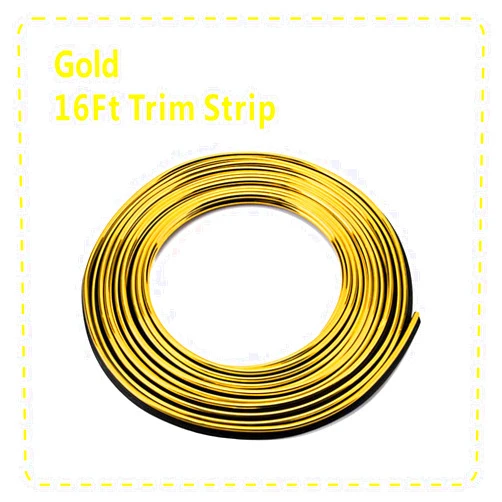 Mr.Brighton LED Gold Car Interior Decorative Molding Door Panel Gap Trim DIY Flexible Strip with Free Installation Tools (16Ft)