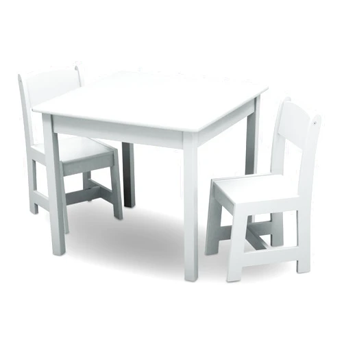 Delta Children MySize Kids Wood Table and Chair Set (2 Chairs Included) - Ideal for Arts & Crafts, Snack Time, & More - Greenguard Gold Certified, Bianca White, 3 Piece Set