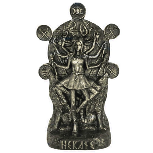 ZXPJUA Hekate Statue, Hecate Statue, Hekate Altar, Greek Goddess Sculpture Greek Mythology Witchcraft Altar， Creative Desktop Decorations (Bronze)